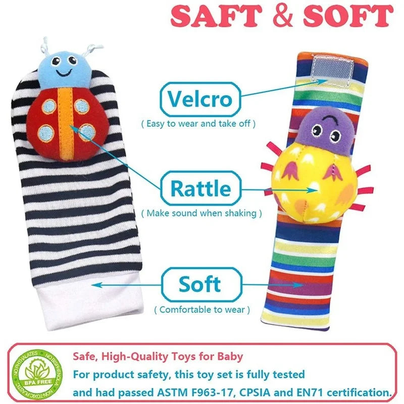 Baby Rattles Set: Soft Plush, Foot & Wrist Toys