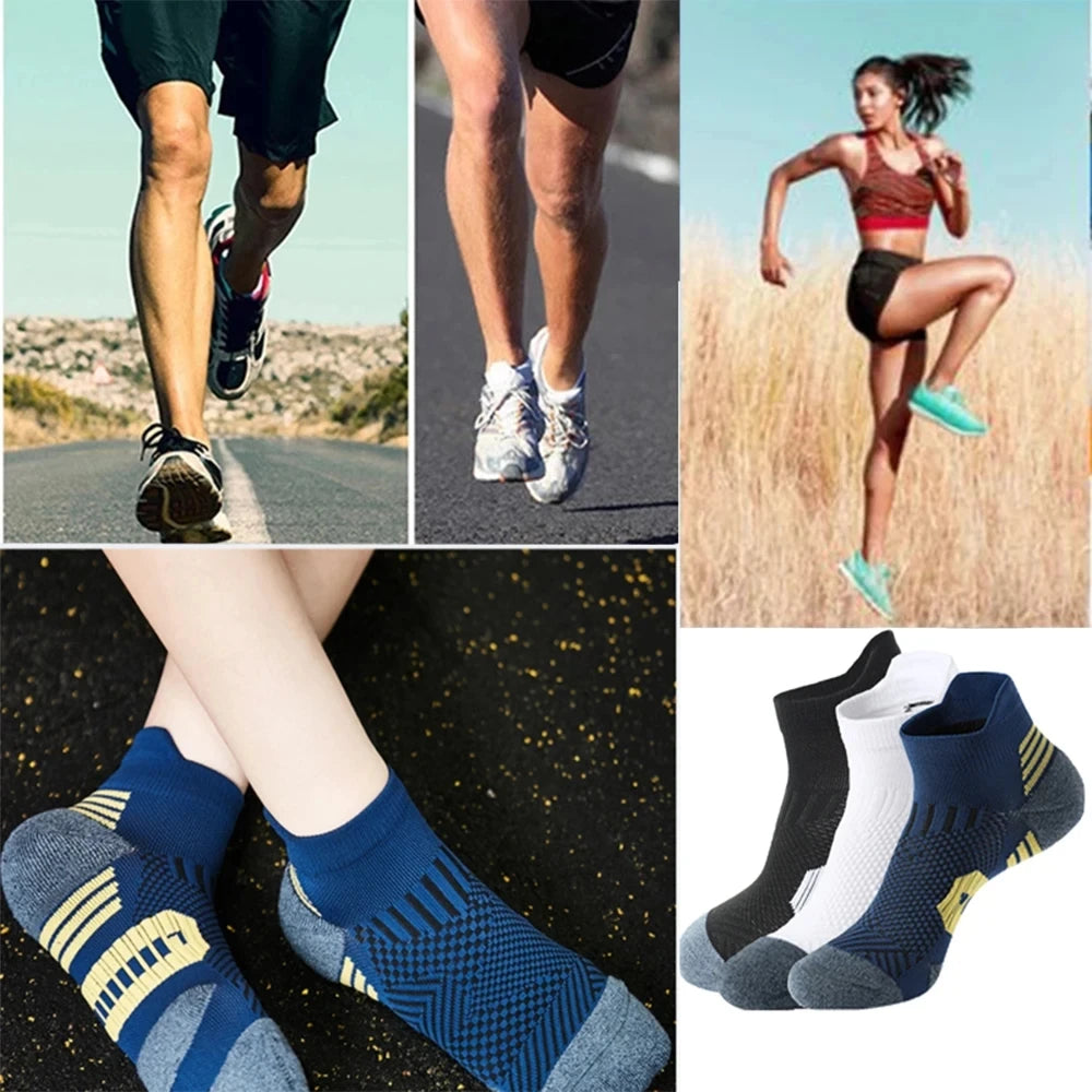 3 Pair Fitness Sports Socks: Non-Slip, Quick-Dry, Towel Bottom