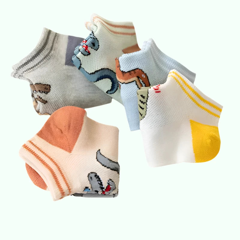 5 Pairs Boy's Dinosaur Socks – Soft, Comfortable, and Fun Casual Socks for Kids! - That's All Socks