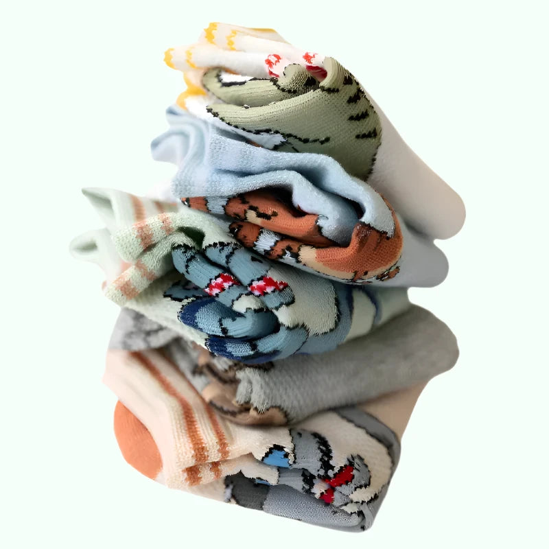 5 Pairs Boy's Dinosaur Socks – Soft, Comfortable, and Fun Casual Socks for Kids! - That's All Socks