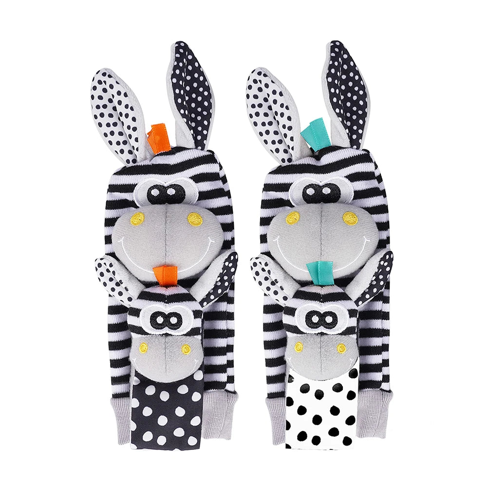 Cute Baby Rattle Set: Animal Wrist & Foot Finders