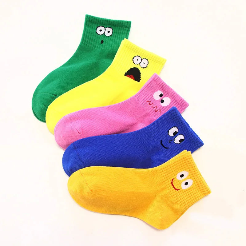 5 Pairs Kids Socks: Funny Emoticons, Cute, Breathable, Unisex