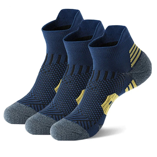 3 Pair Fitness Sports Socks: Non-Slip, Quick-Dry, Towel Bottom