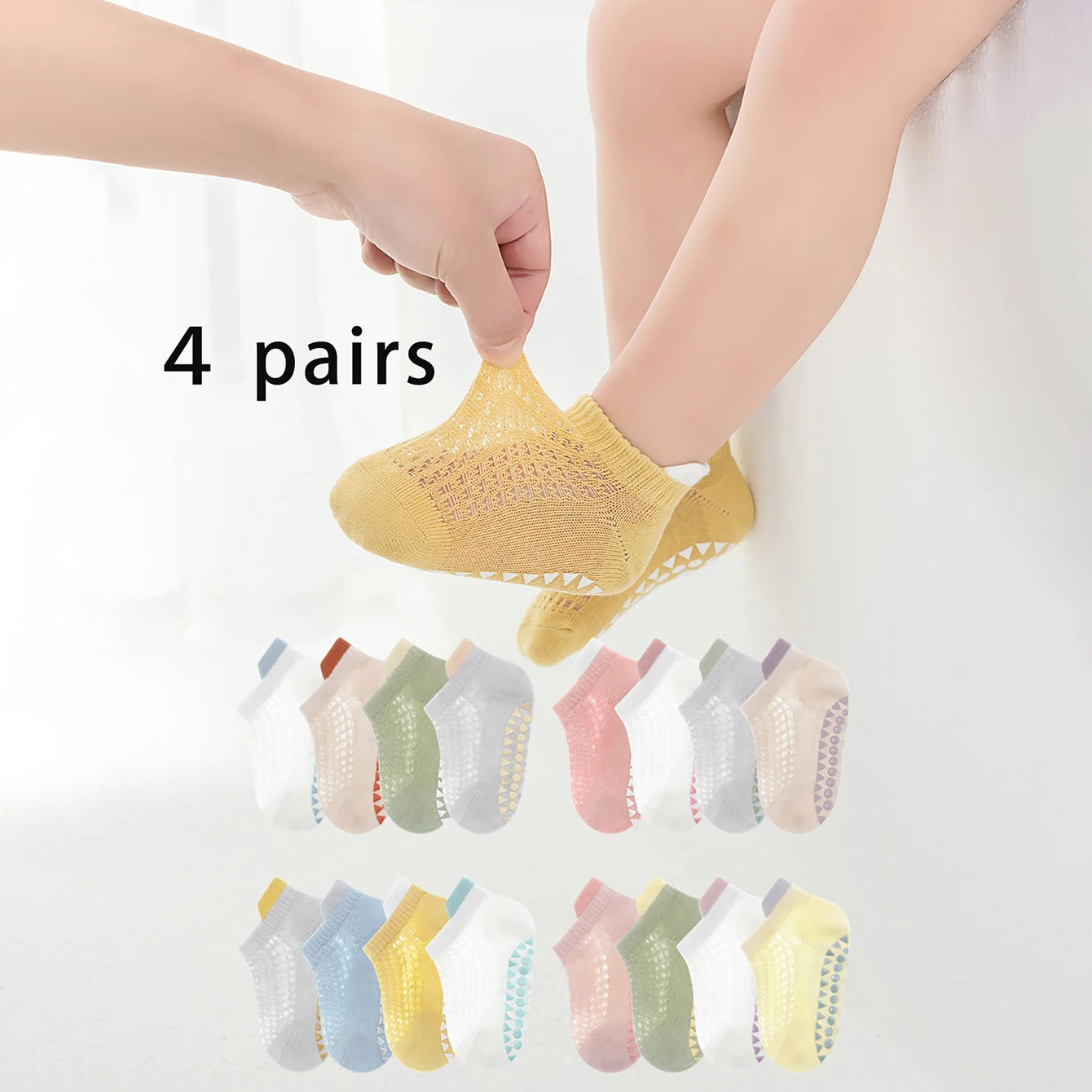 4 Pairs Baby Anti-Slip Floor Socks