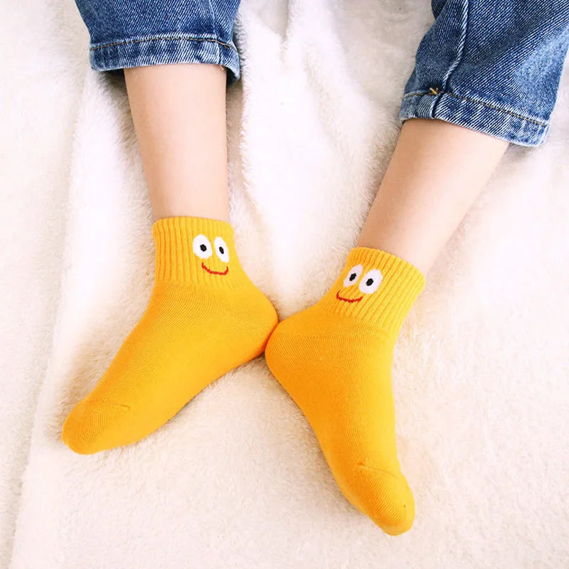 5 Pairs Kids Socks: Funny Emoticons, Cute, Breathable, Unisex